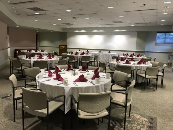 montgomery room set up with round tables