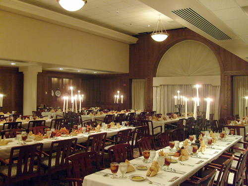 Worchester room set up with long tables