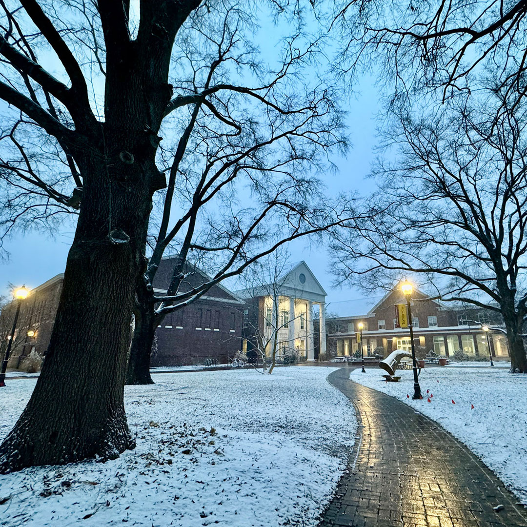 SU campus in snow